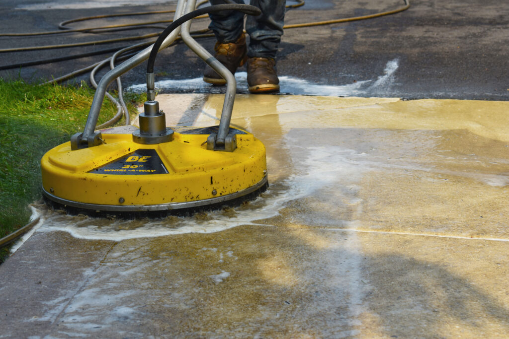 Power washing driveway